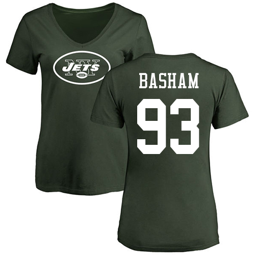 New York Jets Green Women Tarell Basham Name and Number Logo NFL Football #93 T Shirt